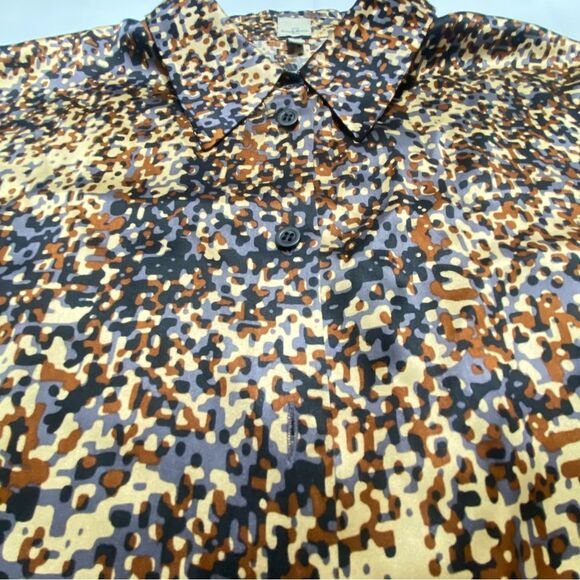 ANNE KLEIN Size 12 Brown Satin Button Up Blouse Top Shirt Women Long Sleeve - Picture 7 of 13